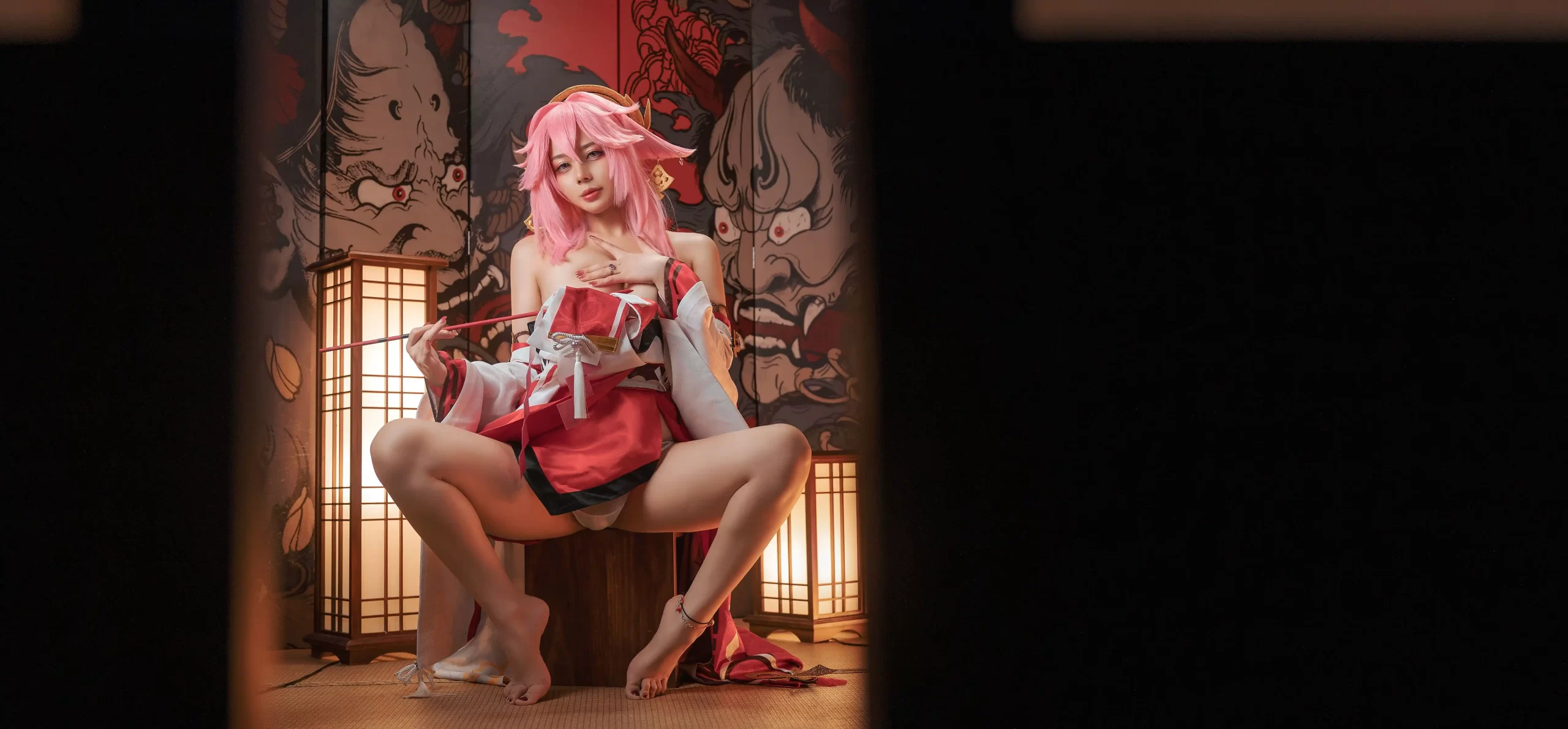 九言 Jiu Yan cosplay Yae Miko Genshin Impact 15 scaled