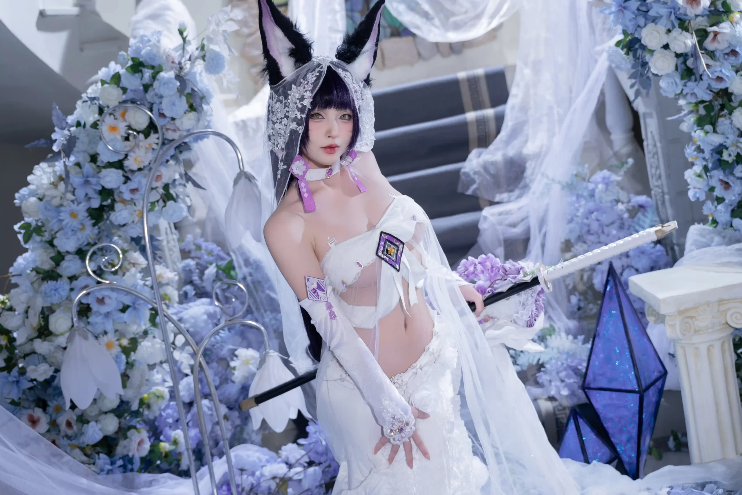 清水由乃 Qsyn0101 cosplay Musashi Wisteria Azur Lane 6 scaled