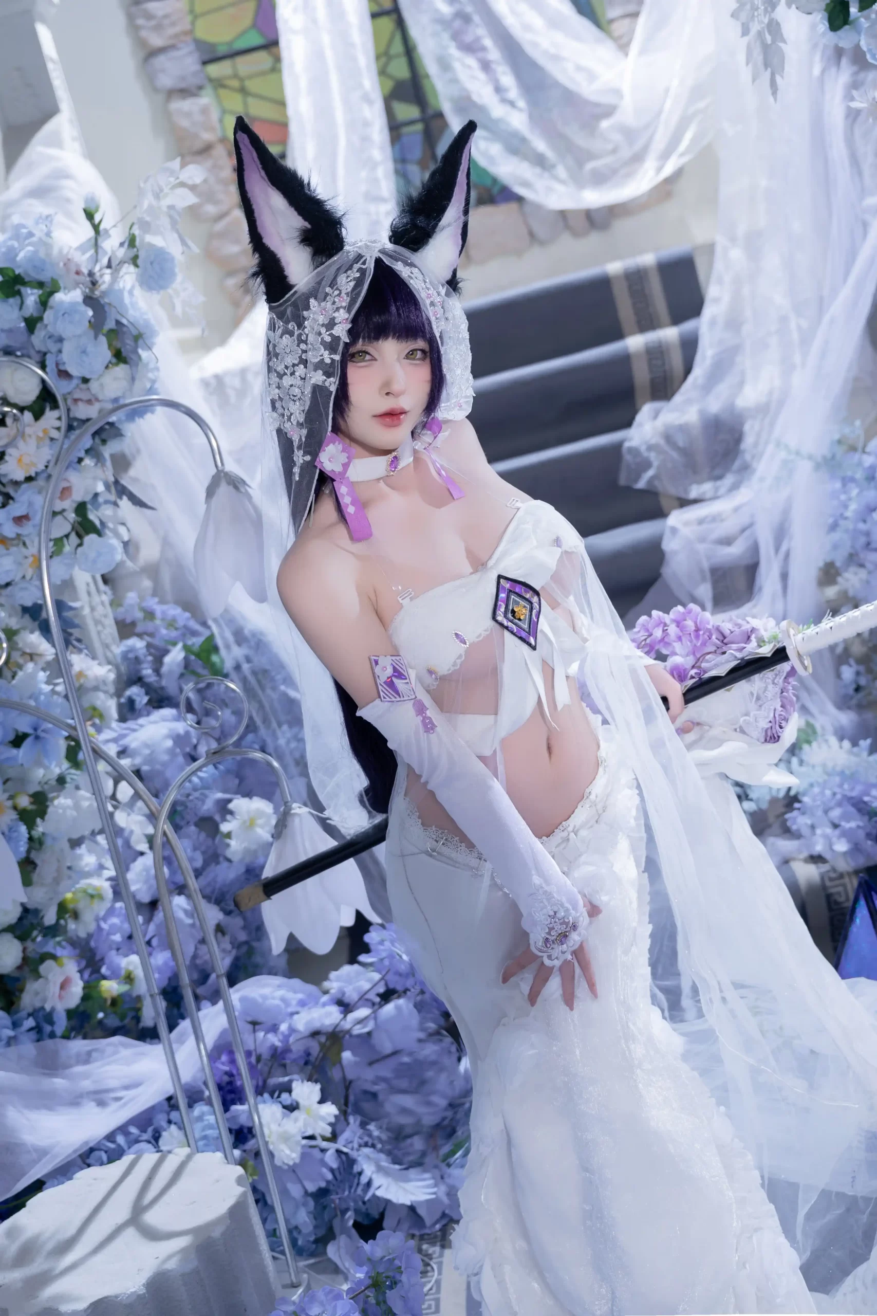 清水由乃 Qsyn0101 cosplay Musashi Wisteria Azur Lane 7 scaled